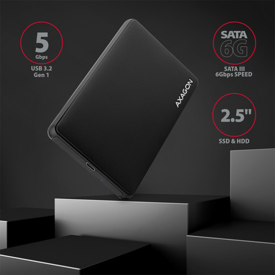 AXAGON EE25-SLC USB-C 3.2 Gen1 - SATA 6G 2.5" SLIDE box BLACK AXAGON EE25-SLC USB-C 3.2 Gen1 - SATA 6G 2.5" SLIDE box BLACK