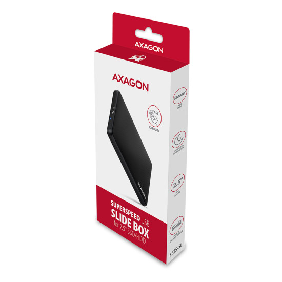 Axagon EE25-SL storage drive enclosure HDD/SSD enclosure Black 2.5" Axagon EE25-SL storage drive enclosure HDD/SSD enclosure Black 2.5"