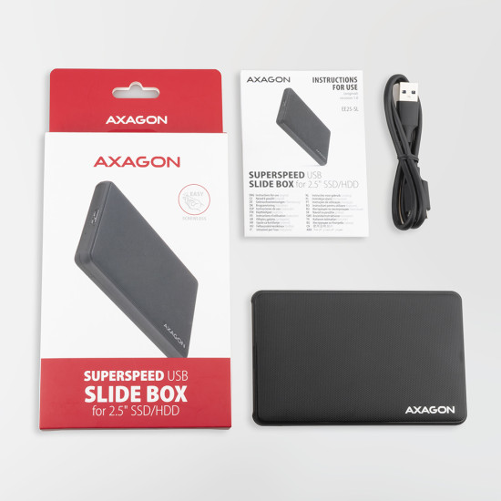 Axagon EE25-SL storage drive enclosure HDD/SSD enclosure Black 2.5" Axagon EE25-SL storage drive enclosure HDD/SSD enclosure Black 2.5"
