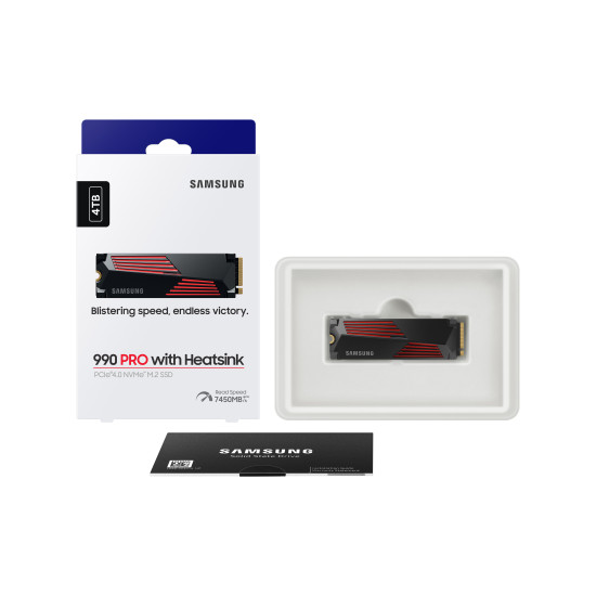 SSD|SAMSUNG|990 PRO with Heatsink|4TB|M.2|PCIe Gen4|NVMe|TLC|Write speed 6900 MBytes/sec|Read speed 7450 MBytes/sec|2.3mm|TBW 1200 TB|MTBF 1500000 hours|MZ-V9P4T0GW SSD|SAMSUNG|990 PRO with Heatsink|4TB|M.2|PCIe Gen4|NVMe|TLC|Write speed 6900 MBytes/sec|Read speed 7450 MBytes/sec|2.3mm|TBW 1200 TB|MTBF 1500000 hours|MZ-V9P4T0GW