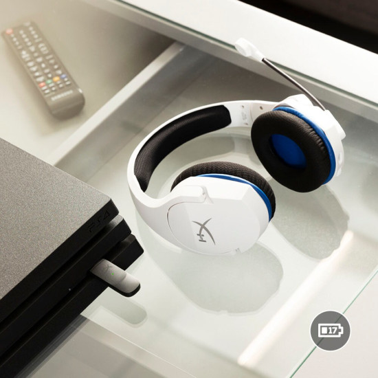 HyperX Cloud Stinger Core - Wireless Gaming Headset (White-Blue) - PS5-PS4 HyperX Cloud Stinger Core - Wireless Gaming Headset (White-Blue) - PS5-PS4