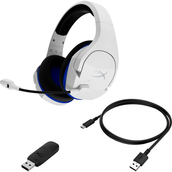 HyperX Cloud Stinger Core - Wireless Gaming Headset (White-Blue) - PS5-PS4 HyperX Cloud Stinger Core - Wireless Gaming Headset (White-Blue) - PS5-PS4