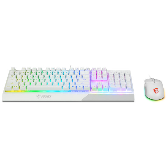 MSI VIGOR GK30 COMBO WHITE MEMchanical Gaming Keyboard + Gaming Mouse Bundle 'UK Layout, 6-Zone RGB Lighting Keyboard, Dual-Zone RGB Lighting Mouse, 5000 DPI Optical Sensor, MSI Center' MSI VIGOR GK30 COMBO WHITE MEMchanical Gaming Keyboard + Gaming Mouse Bundle 'UK Layout, 6-Zone RGB Lighting Keyboard, Dual-Zone RGB Lighting Mouse, 5000 DPI Optical Sensor, MSI Center'