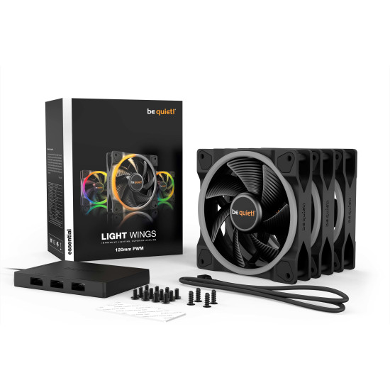 be quiet! Light Wings 120mm ARGB PWM Fan Black 3 Pack be quiet! Light Wings 120mm ARGB PWM Fan Black 3 Pack