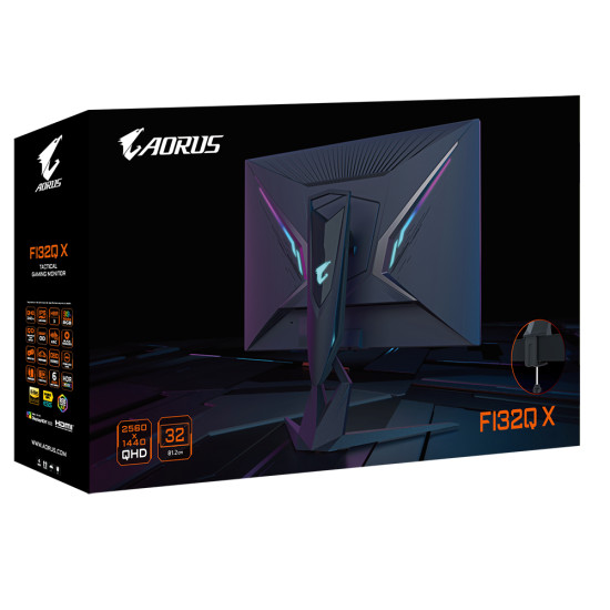 Gigabyte AORUS FI32Q-X LED display 81.3 cm (32") 2560 x 1440 pixels Quad HD Black