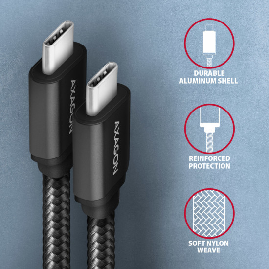 Axagon BUCM3-CM20AB USB cable USB 3.2 Gen 1 (3.1 Gen 1) 2 m USB C Black Axagon BUCM3-CM20AB USB cable USB 3.2 Gen 1 (3.1 Gen 1) 2 m USB C Black