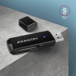 Axagon Slim super-speed USB 3.2 Gen 1 card reader with a direct USB-A connector.
