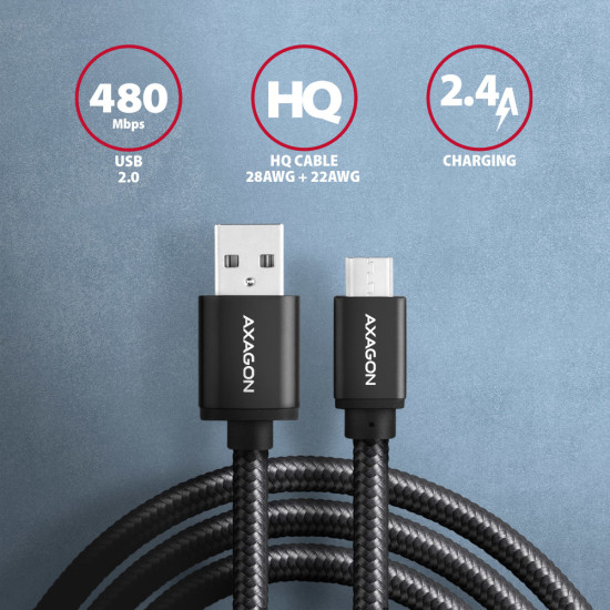 Axagon BUMM-AM20AB USB cable USB 2.0 2 m Micro-USB B USB A Black Axagon BUMM-AM20AB USB cable USB 2.0 2 m Micro-USB B USB A Black