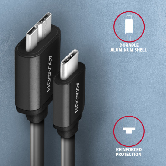 Axagon BUMM3-CM10AB USB cable USB 3.2 Gen 1 (3.1 Gen 1) 1 m Micro-USB B USB C Black Axagon BUMM3-CM10AB USB cable USB 3.2 Gen 1 (3.1 Gen 1) 1 m Micro-USB B USB C Black
