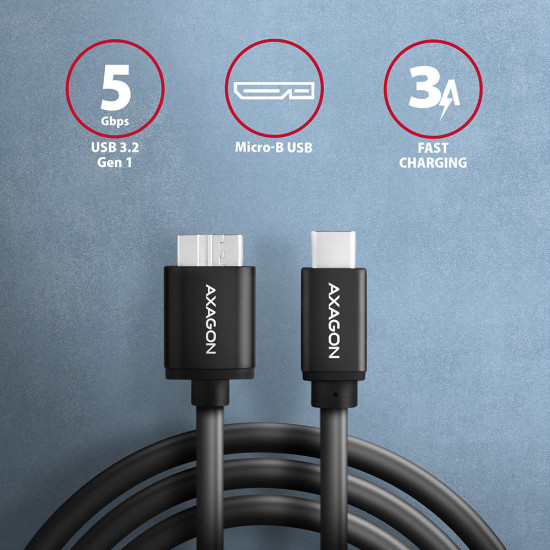 Axagon BUMM3-CM10AB USB cable USB 3.2 Gen 1 (3.1 Gen 1) 1 m Micro-USB B USB C Black Axagon BUMM3-CM10AB USB cable USB 3.2 Gen 1 (3.1 Gen 1) 1 m Micro-USB B USB C Black
