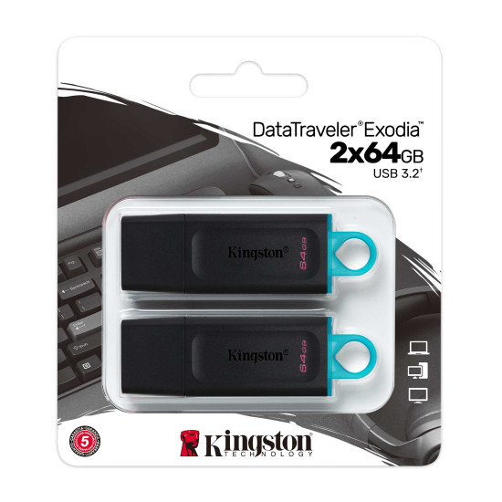 DataTraveler® Exodia (Black + Teal) 2 Pieces - USB 3.2 Flash Drive