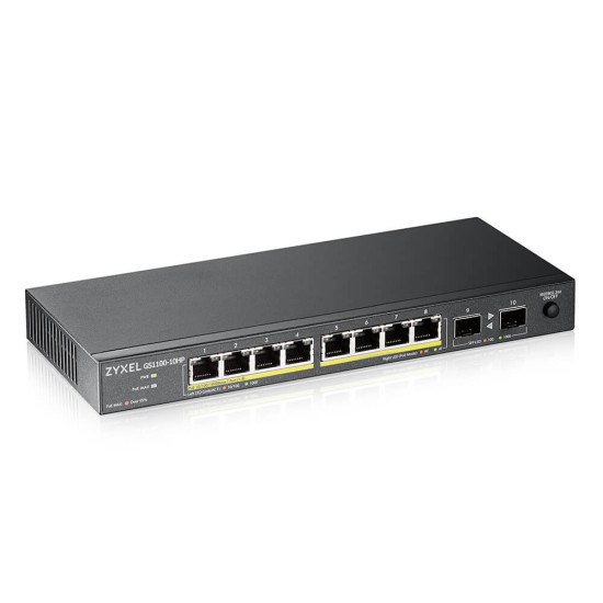 Zyxel GS1100-10HP v2 Unmanaged Gigabit Ethernet (10/100/1000) Power over Ethernet (PoE) Black Zyxel GS1100-10HP v2 Unmanaged Gigabit Ethernet (10/100/1000) Power over Ethernet (PoE) Black