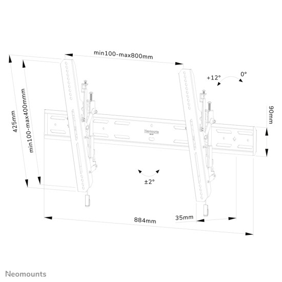 Neomounts WL35S-850BL18 TV mount wall 43-86" - tiltable - lockable - fast installation
