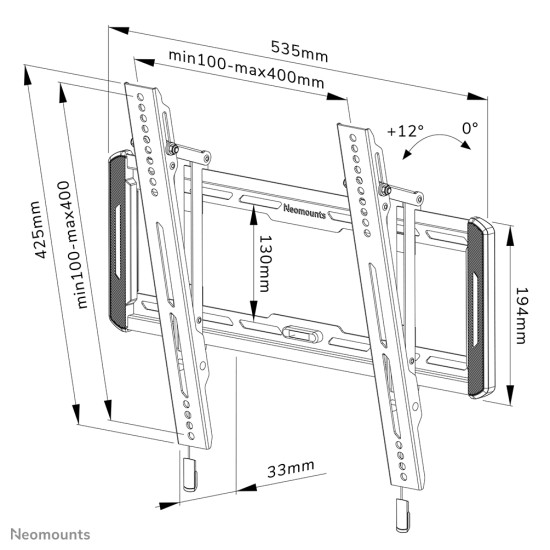 Neomounts WL35-550BL14 TV mount wall 32-75" - tiltable - easy install