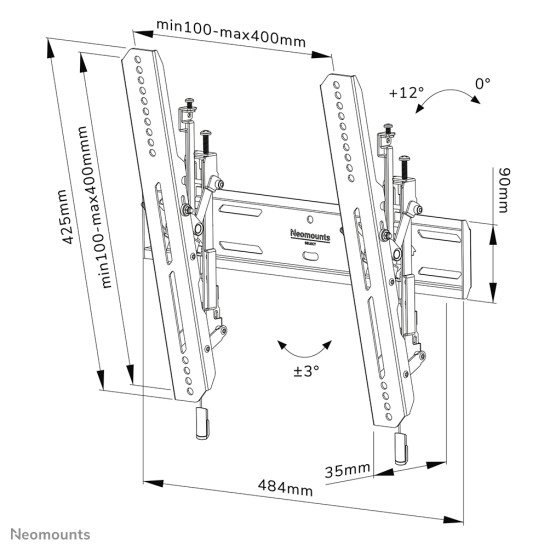 Neomounts WL35S-850BL14 TV mount wall 32-75" - tiltable - lockable - fast installation