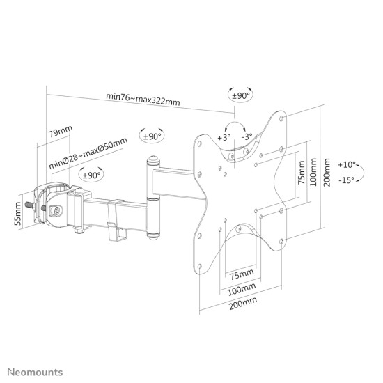 Neomounts FL40-450BL12 TV pole mount 23-42" - diam. 28-50 mm - full motion Neomounts FL40-450BL12 TV pole mount 23-42" - diam. 28-50 mm - full motion