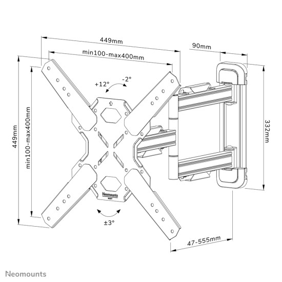 Neomounts WL40S-850BL14 TV mount wall 32-65" - full motion - fast installation