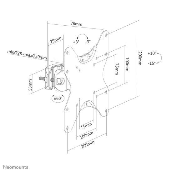 Neomounts FL40-430BL12 TV pole mount 23-42" - diam. 28-50 mm Neomounts FL40-430BL12 TV pole mount 23-42" - diam. 28-50 mm