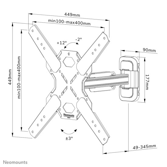 Neomounts WL40S-840BL14 TV mount wall 32-65" - full motion - fast installation