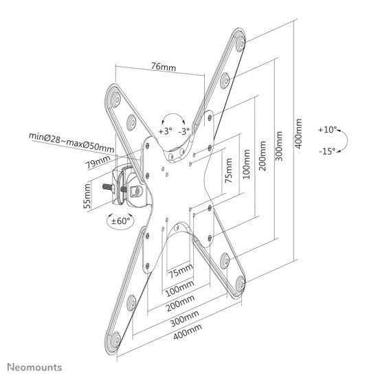 Neomounts FL40-430BL14 TV pole mount 32-55" - diam. 28-50 mm Neomounts FL40-430BL14 TV pole mount 32-55" - diam. 28-50 mm