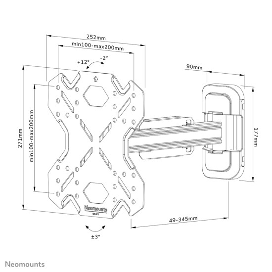 Neomounts WL40S-840BL12 TV mount wall 32-55" - full motion - fast installation Neomounts WL40S-840BL12 TV mount wall 32-55" - full motion - fast installation