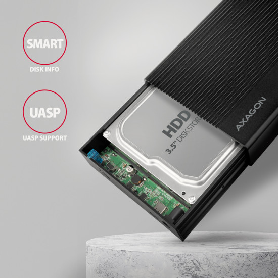 Axagon EE35-GTR USB-C 5Gbps - SATA 6G, 3.5 RIBBED box BLACK - USB Typ C HDD enclosure 3.5" Axagon EE35-GTR USB-C 5Gbps - SATA 6G, 3.5 RIBBED box BLACK - USB Typ C HDD enclosure 3.5"