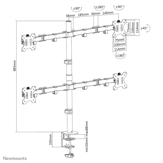 Neomounts FPMA-D550D4BLACK Monitor arm 13-32" Neomounts FPMA-D550D4BLACK Monitor arm 13-32"
