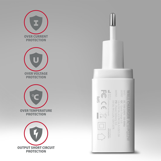 Axagon ACU-PQ22W mobile device charger Smartphone White AC Fast charging Indoor Axagon ACU-PQ22W mobile device charger Smartphone White AC Fast charging Indoor