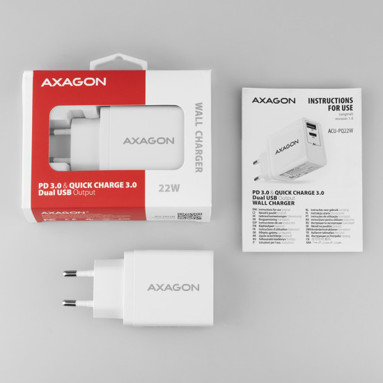 Axagon ACU-PQ22W mobile device charger Smartphone White AC Fast charging Indoor Axagon ACU-PQ22W mobile device charger Smartphone White AC Fast charging Indoor