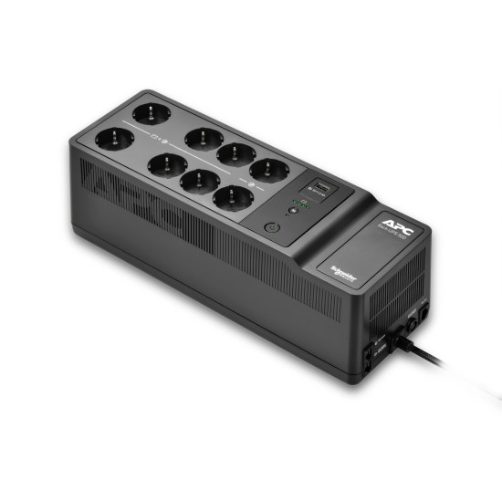 APC Back-UPS, 500VA/300W Floor/Wall Mount, 230V, 8x CEE 7/3 Schuko outlets, USB Type A Port, User Replaceable Battery APC Back-UPS, 500VA/300W Floor/Wall Mount, 230V, 8x CEE 7/3 Schuko outlets, USB Type A Port, User Replaceable Battery