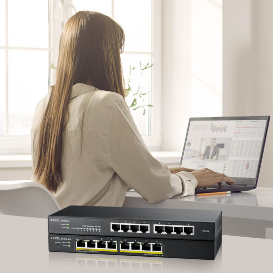 Zyxel GS1915-8EP Managed L2 Gigabit Ethernet (10/100/1000) Power over Ethernet (PoE) Black Zyxel GS1915-8EP Managed L2 Gigabit Ethernet (10/100/1000) Power over Ethernet (PoE) Black