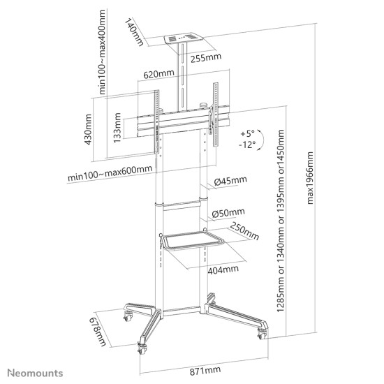 TV SET ACC FLOOR STAND 37-70"/FL50-550BL1 NEOMOUNTS