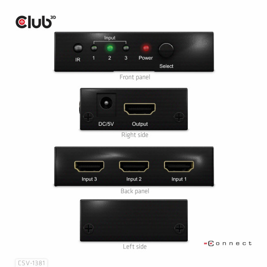 3 to 1 HDMI™ 8K60Hz/4K120Hz Switch