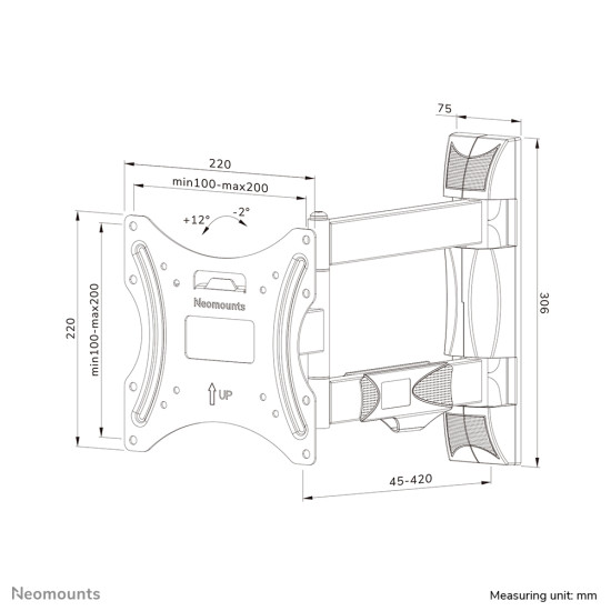 NEOMOUNTS BY NEWSTAR SCREEN WALL MOUNT (FULL MOTION, 3 PIVOTS, VESA 200X200) NEOMOUNTS BY NEWSTAR SCREEN WALL MOUNT (FULL MOTION, 3 PIVOTS, VESA 200X200)