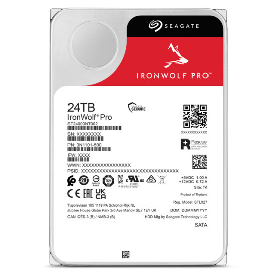HDD|SEAGATE|IronWolf Pro|24TB|SATA|512 MB|7200 rpm|Discs/Heads 10/20|3,5"|ST24000NT002 HDD|SEAGATE|IronWolf Pro|24TB|SATA|512 MB|7200 rpm|Discs/Heads 10/20|3,5"|ST24000NT002