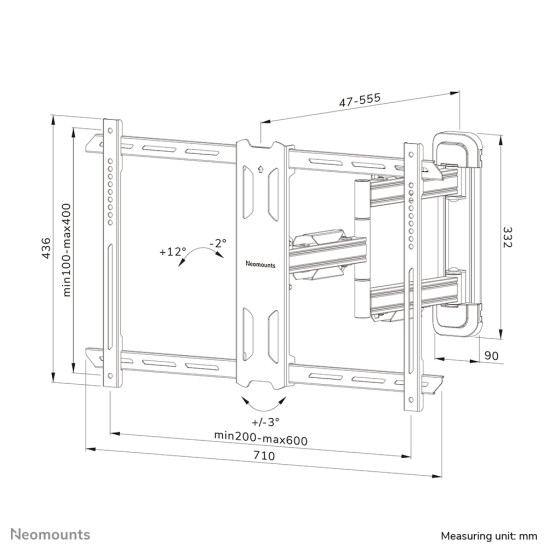 Neomounts WL40S-850BL16 TV mount wall 40-70" - full motion - fast installation