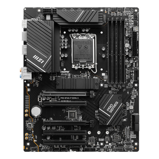 Mainboard|MSI|Intel B760 Express|LGA1700|ATX|Memory DDR4|Memory slots 4|5xPCI-Express 5.0 16x|2xM.2|1xHDMI|1xDisplayPort|2xUSB 2.0|2xUSB 3.2|1xUSB-C|1xOptical S/PDIF|1xRJ45|5xAudio port|PROB760-PDDR4II Mainboard|MSI|Intel B760 Express|LGA1700|ATX|Memory DDR4|Memory slots 4|5xPCI-Express 5.0 16x|2xM.2|1xHDMI|1xDisplayPort|2xUSB 2.0|2xUSB 3.2|1xUSB-C|1xOptical S/PDIF|1xRJ45|5xAudio port|PROB760-PDDR4II