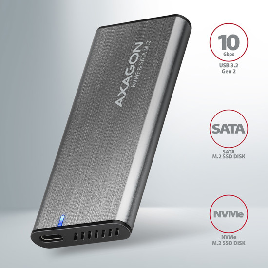 Axagon EEM2-SG2 storage drive enclosure SSD enclosure Grey M.2 Axagon EEM2-SG2 storage drive enclosure SSD enclosure Grey M.2