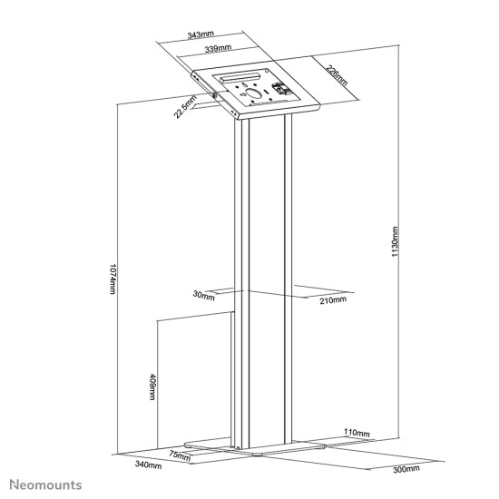 Neomounts FL15-750WH1 Tablet floor stand 9.7-11" - lockable Neomounts FL15-750WH1 Tablet floor stand 9.7-11" - lockable