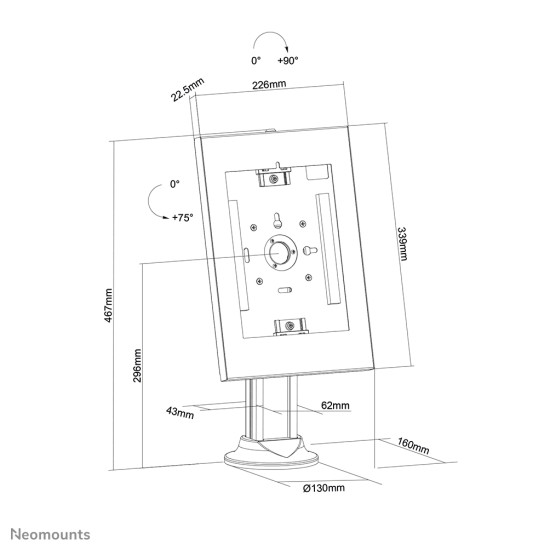 Neomounts DS15-640WH1 Tablet stand desk 9.7-11" - lockable Neomounts DS15-640WH1 Tablet stand desk 9.7-11" - lockable