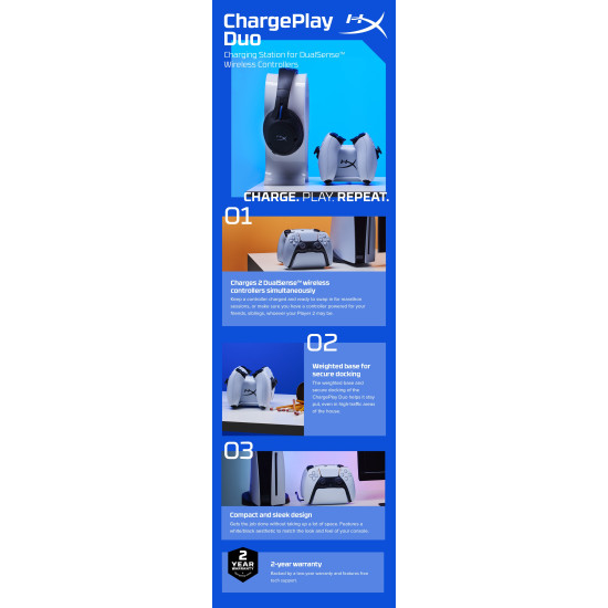HyperX ChargePlay Duo - Controller Charging Station for PS5 HyperX ChargePlay Duo - Controller Charging Station for PS5