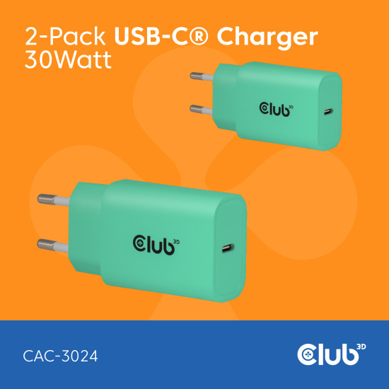 2-Pack USB-C® Charger 30Watt Green 2-Pack USB-C® Charger 30Watt Green