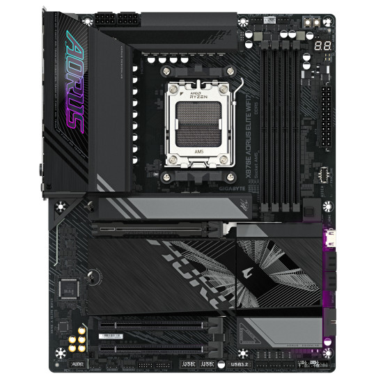 X870E AORUS ELITE WIFI7 Motherboard - Supports AMD Ryzen 9000 CPUs, 16+2+2 Phases Digital VRM, up to 8000Hz DDR5 (OC), 3xPCIe 5.0 + 1xPCIe 4.0, Wi-Fi 7, 2.5GbE LAN, USB 4