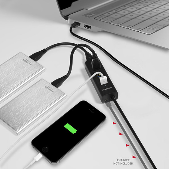 HUE-S2BL 4x USB 3.0 CHARGING hub w. 1.2m cable, power micro USB