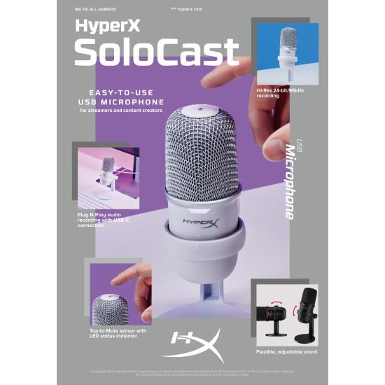 MICROPHONE HYPERX SOLOCAST/WHITE 519T2AA HYPERX