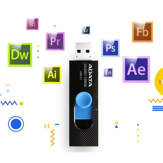 MEMORY DRIVE FLASH USB3 128GB/BLACK AUV320-128G-RBKBL ADATA MEMORY DRIVE FLASH USB3 128GB/BLACK AUV320-128G-RBKBL ADATA