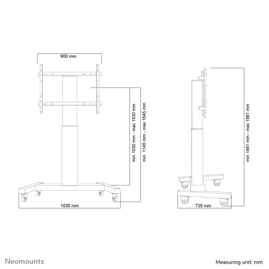 NEWSTAR MOTORISED MOBILE FLOOR STAND - VESA 200X200 UP TO 800X600 42-100" BLACK