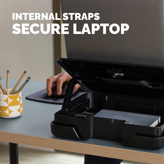 Fellowes Laptop Carry Case with Built-in Laptop Stand - Breyta Lockable Laptop Carry Case for Hybrid Working & Laptops Up To 14"/4KG - Black Fellowes Laptop Carry Case with Built-in Laptop Stand - Breyta Lockable Laptop Carry Case for Hybrid Working & Laptops Up To 14"/4KG - Black