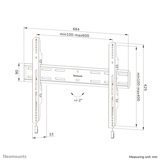 Neomounts WL30S-850BL16 TV mount wall 42-86" - fixed - lockable - fast installation