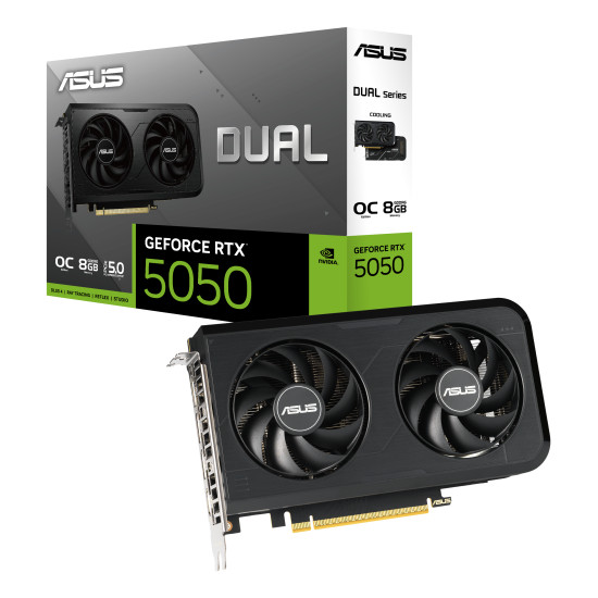 Graphics Card|ASUS|NVIDIA GeForce RTX 5050|8 GB|GDDR6|128 bit|PCIE 5.0 16x|Dual Slot Fansink|DUAL-RTX5050-O8G